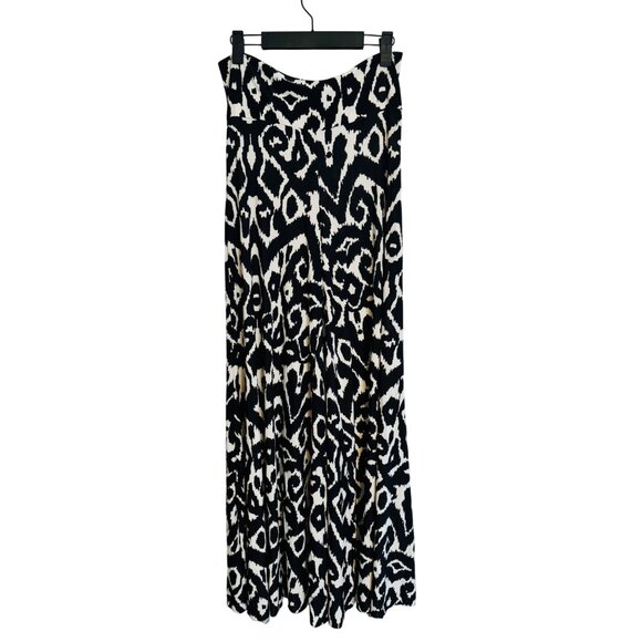 2/$30 Last Tango Small Black & White Ikat Print Wide Leg Pants 4" Waistband - Picture 1 of 12